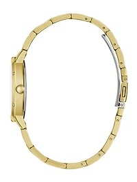 Gold-Tone and Navy Round Analog Watch