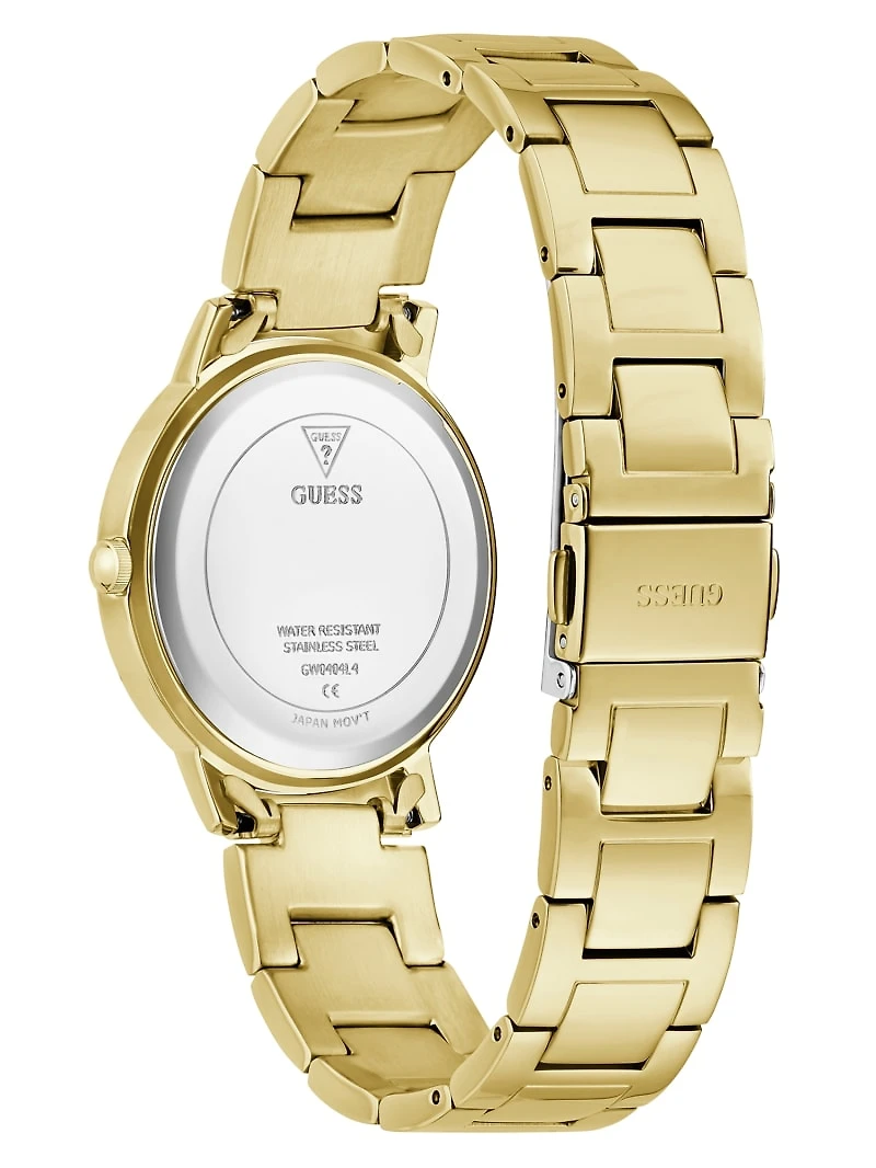 Gold-Tone and Navy Round Analog Watch
