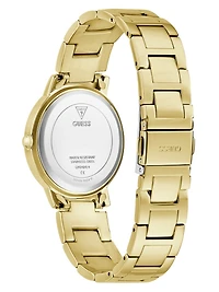 Gold-Tone and Navy Round Analog Watch