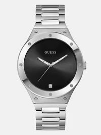 Silver-Tone and Black Analog Watch