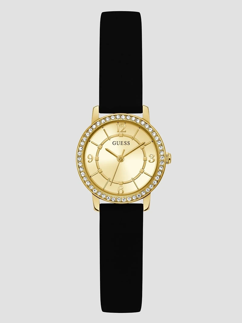 Gold-Tone and Black Silicone Analog Watch