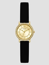 Gold-Tone and Black Silicone Analog Watch