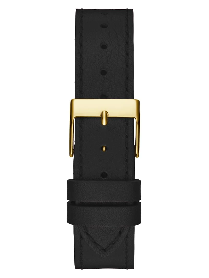 Gold-Tone Triangle and Black Leather Analog Watch