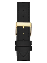 Gold-Tone Triangle and Black Leather Analog Watch