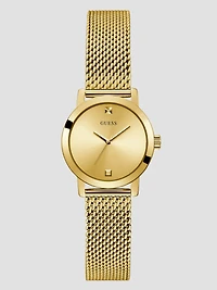 Gold-Tone Mesh Diamond Analog Watch
