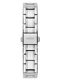 Silver-Tone and Pink Analog Watch