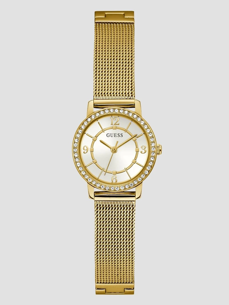 Gold-Tone Mesh Analog Watch
