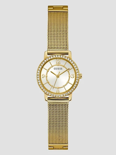 Gold-Tone Mesh Analog Watch