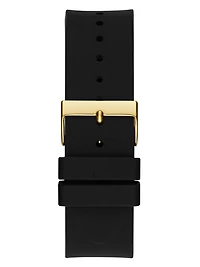 Cut-Through Gold-Tone and Black Silicone Multifunction Watch