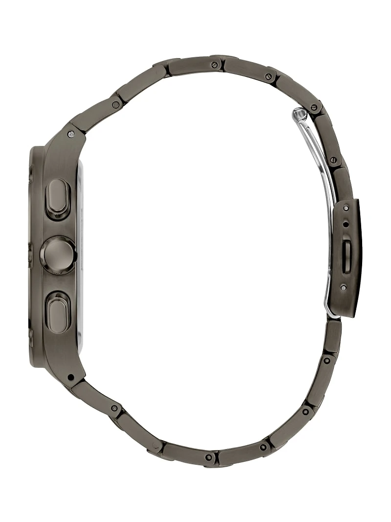 Dark Silver-Tone and Blue Multifunction Watch