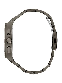 Dark Silver-Tone and Blue Multifunction Watch