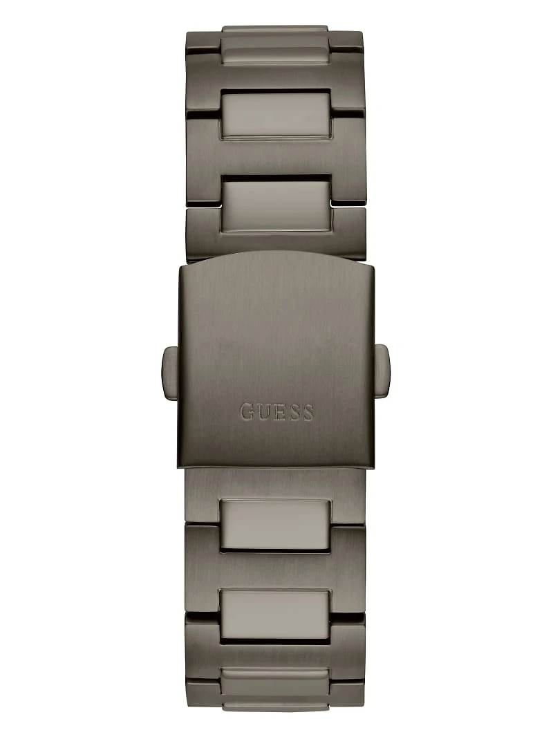 Dark Silver-Tone and Blue Multifunction Watch