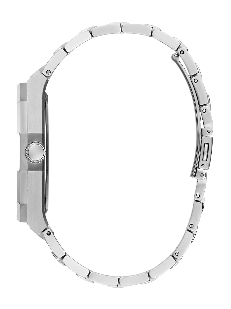 Silver-Tone Sunburst Analog Watch