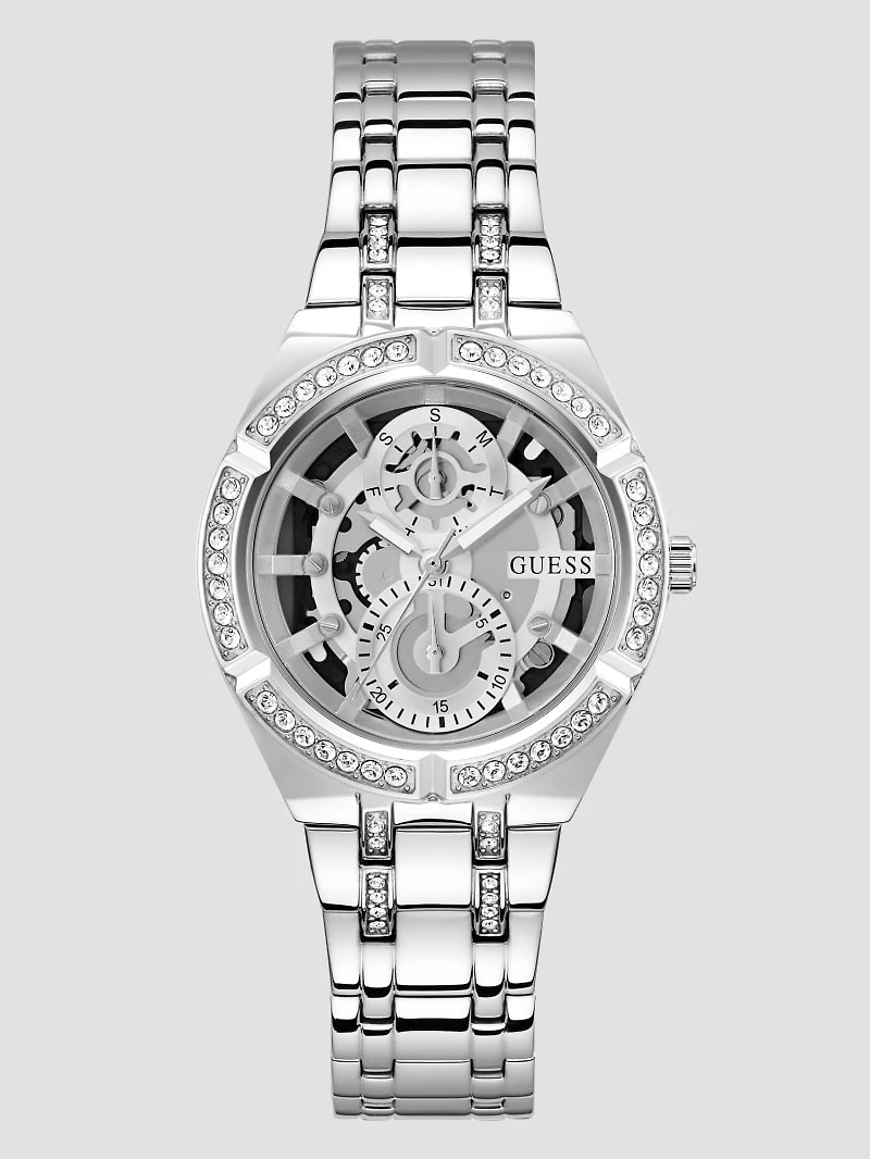 Silver-Tone Cut-Through Multifunction Watch