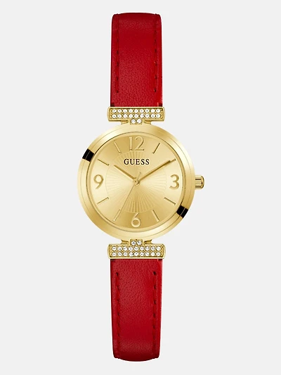 Gold-Tone Analog Leather Watch