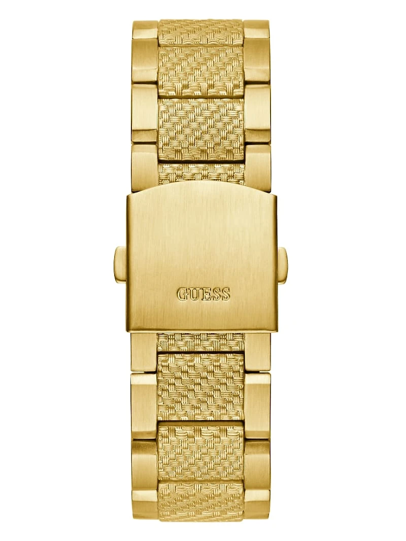 Gold-Tone and Black Textured Multifunction Watch