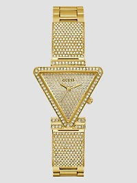 Gold-Tone Crystal Triangle Analog Watch