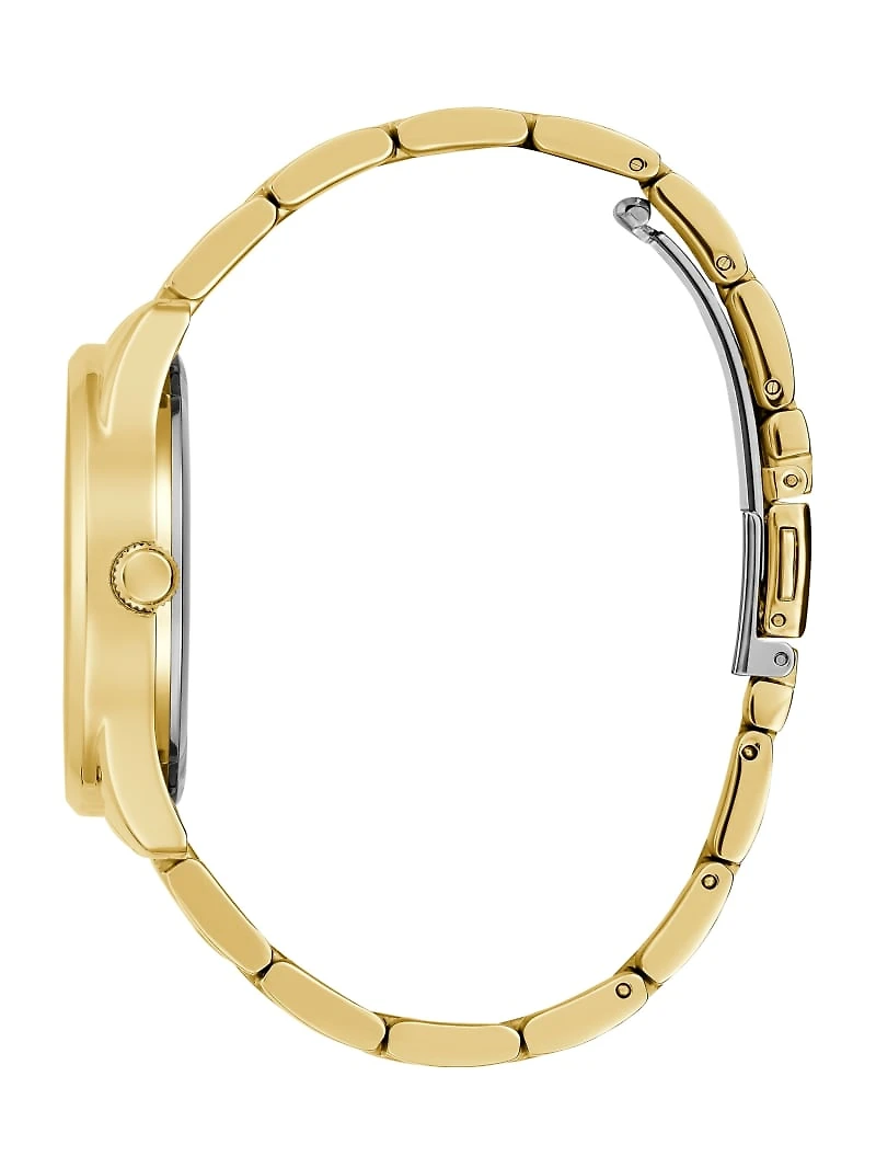 Gold-Tone and Burgundy Multifunction Watch