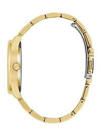 Gold-Tone and Burgundy Multifunction Watch