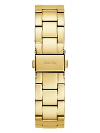 Gold-Tone and Burgundy Multifunction Watch