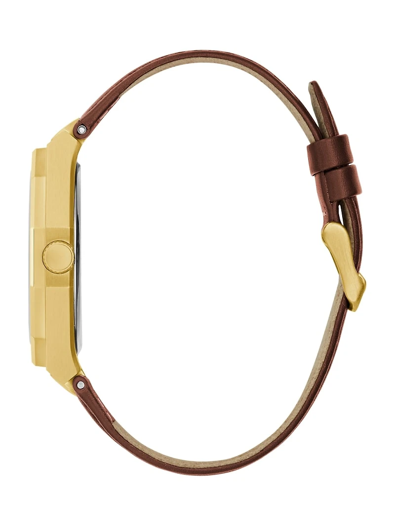 Two-Tone Analog Leather Watch