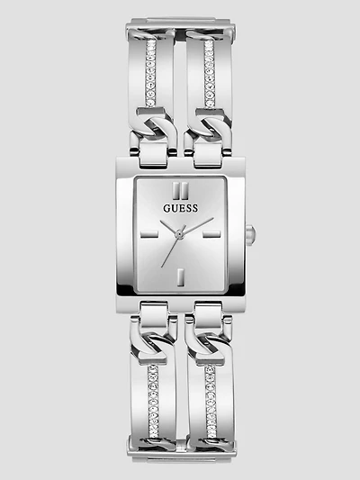 Silver-Tone Square Analog Watch