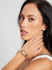 Rose Gold-Tone Square Analog Watch