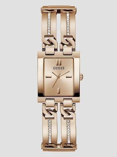 Rose Gold-Tone Square Analog Watch
