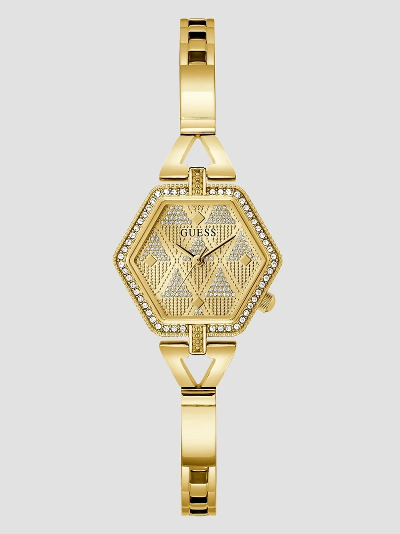 Gold-Tone Hexagon Analog Watch