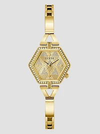 Gold-Tone Hexagon Analog Watch