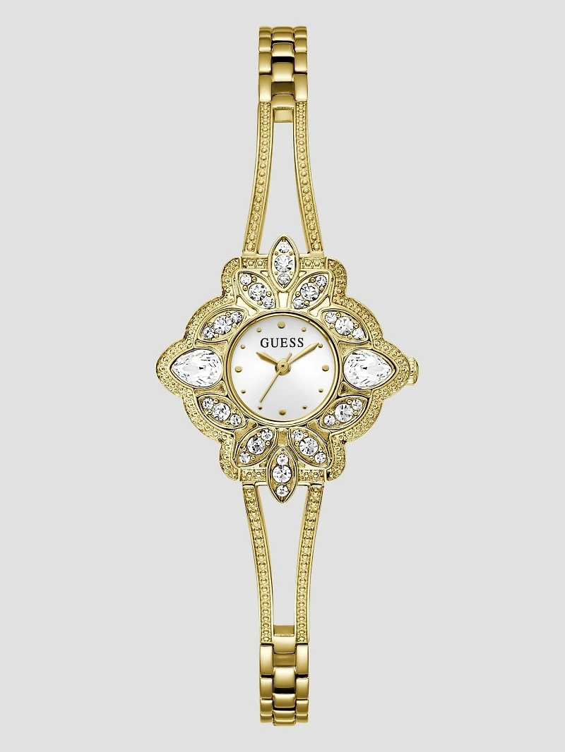 Gold-Tone Flower Analog Watch