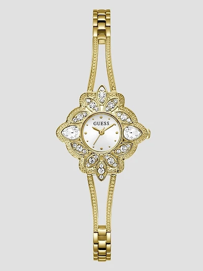 Gold-Tone Flower Analog Watch