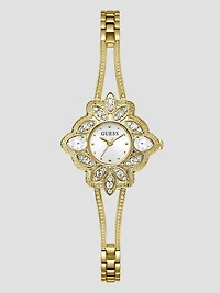 Gold-Tone Flower Analog Watch