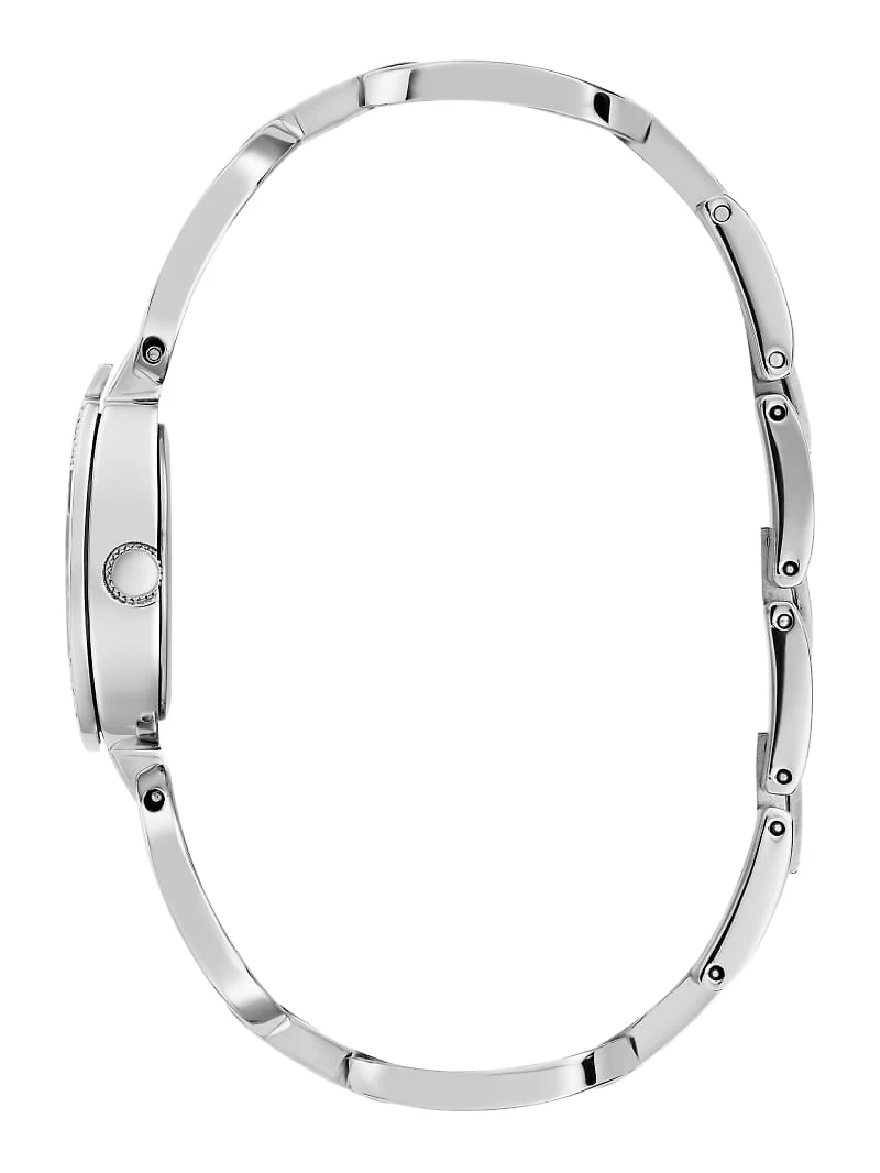 Silver-Tone Crystal Analog Watch