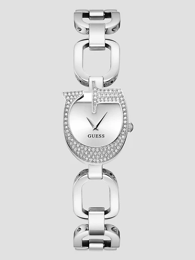 Silver-Tone Crystal Analog Watch