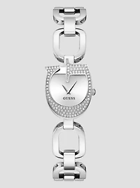 Silver-Tone Crystal Analog Watch