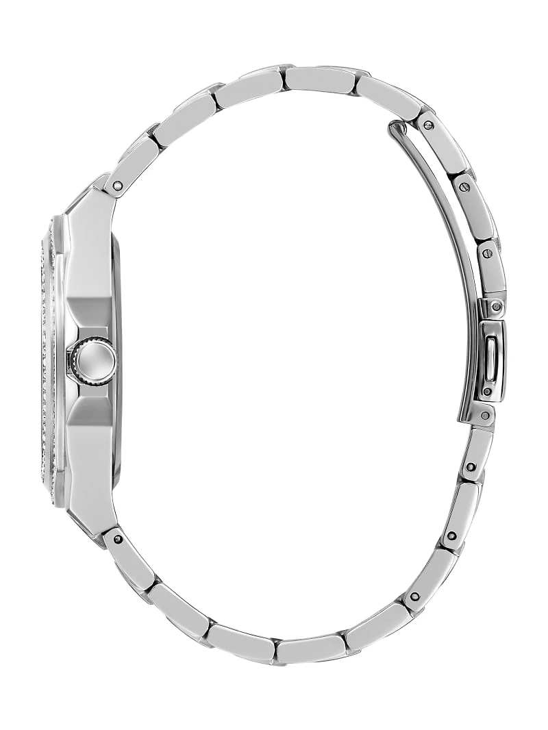 Silver-Tone and Crystal Multifunction Watch