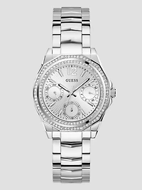 Silver-Tone and Crystal Multifunction Watch
