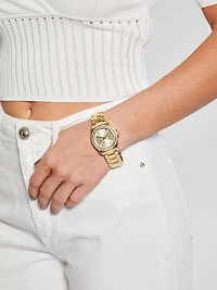 Gold-Tone and Crystal Multifunction Watch