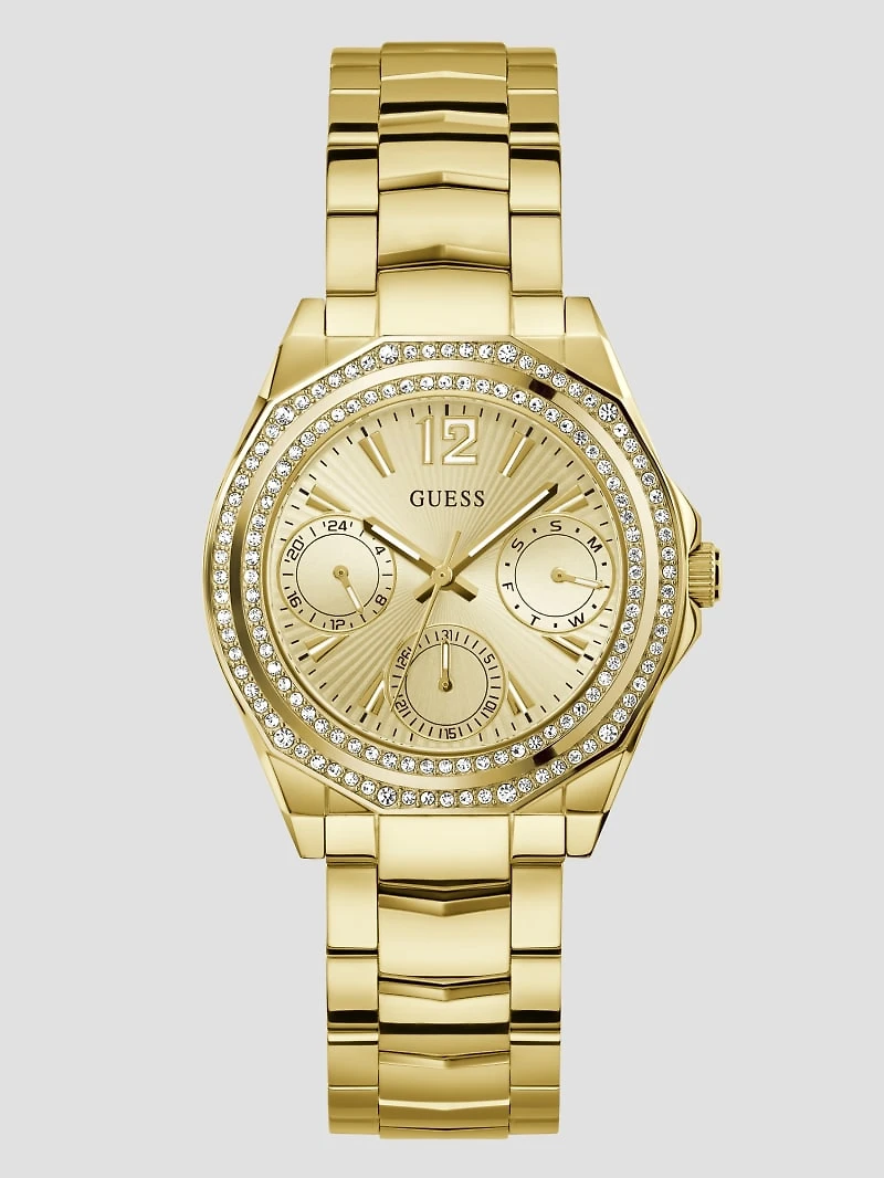 Gold-Tone and Crystal Multifunction Watch