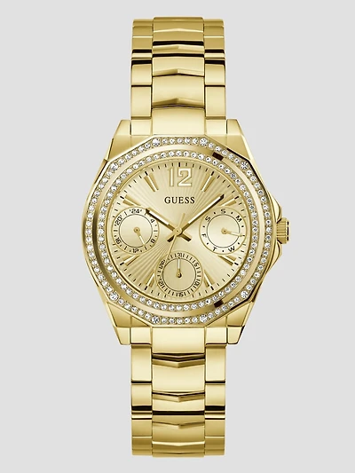 Gold-Tone and Crystal Multifunction Watch