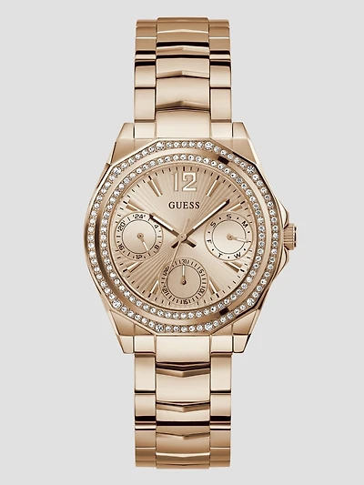 Rose Gold-Tone and Crystal Multifunction Watch