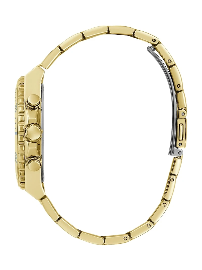 Gold-Tone and Light Blue Multifunction Watch