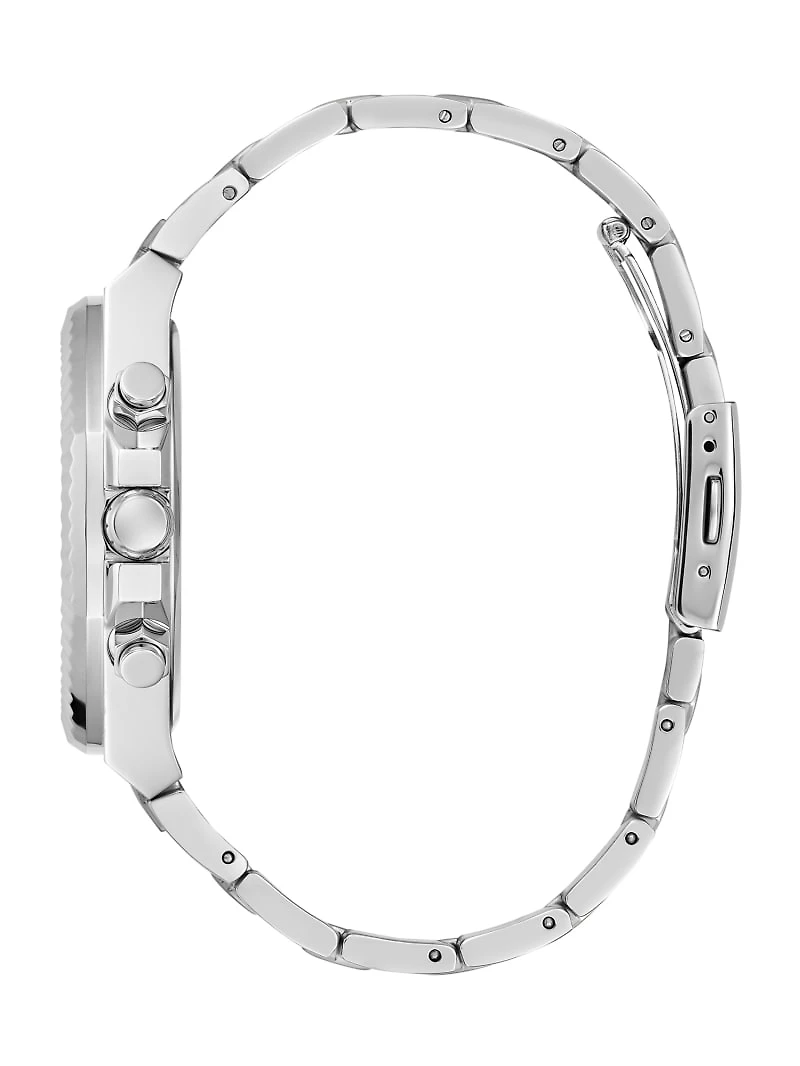 Silver-Tone and Black Multifunction Watch