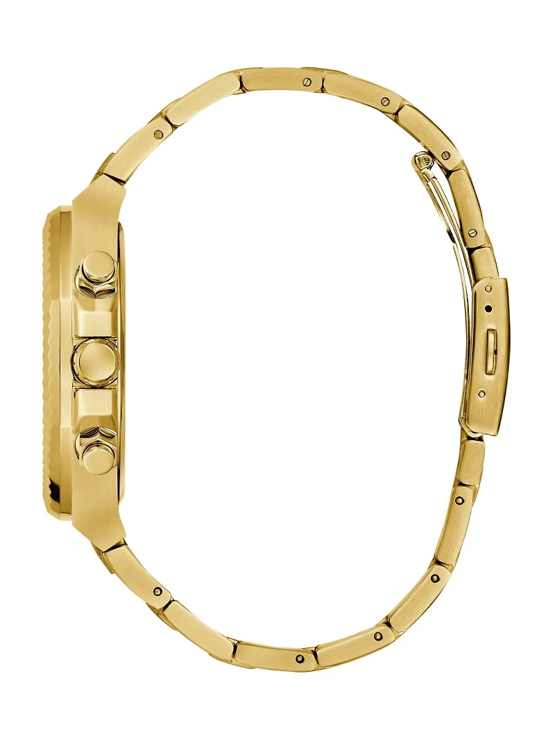 Gold-Tone and Green Multifunction Watch