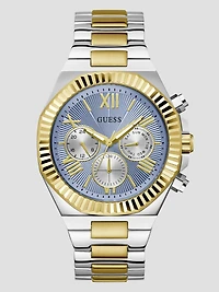 Two-Tone and Blue Multifunction Watch