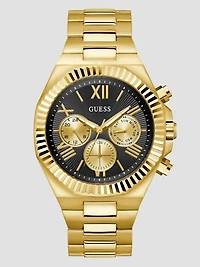 Gold-Tone and Black Multifunction Watch