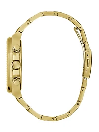 Ridged Gold-Tone and Blue Multifunction Watch