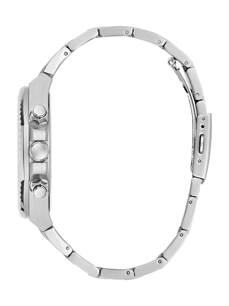 Silver-Tone and Maroon Multifunction Watch