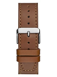 Two-Tone and Brown Leather Multifunction Watch